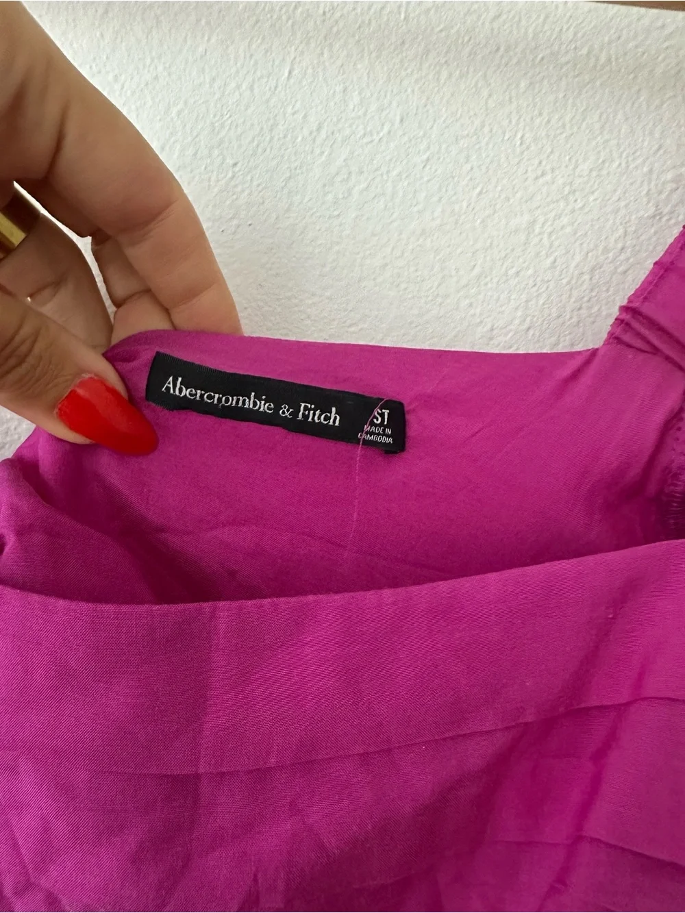Abercrombie & Fitch pink fuschia puff sleeve maxi dress